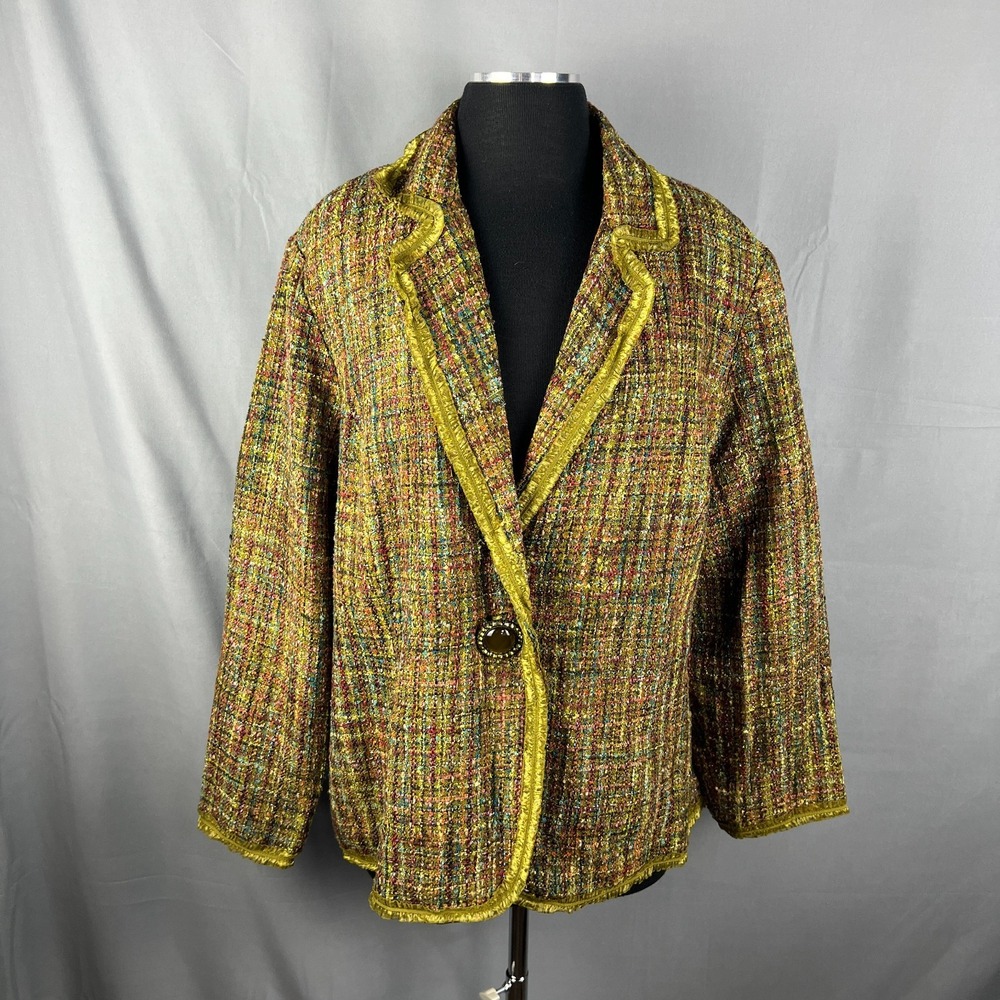 Dressbarn Blazer Jacket Womens 20W Multicolor Tweed Notch Lapel Single Breasted